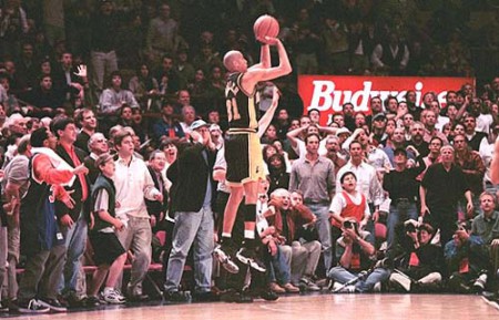 Reggie Miller hitting game winner in front of MSG and Spike